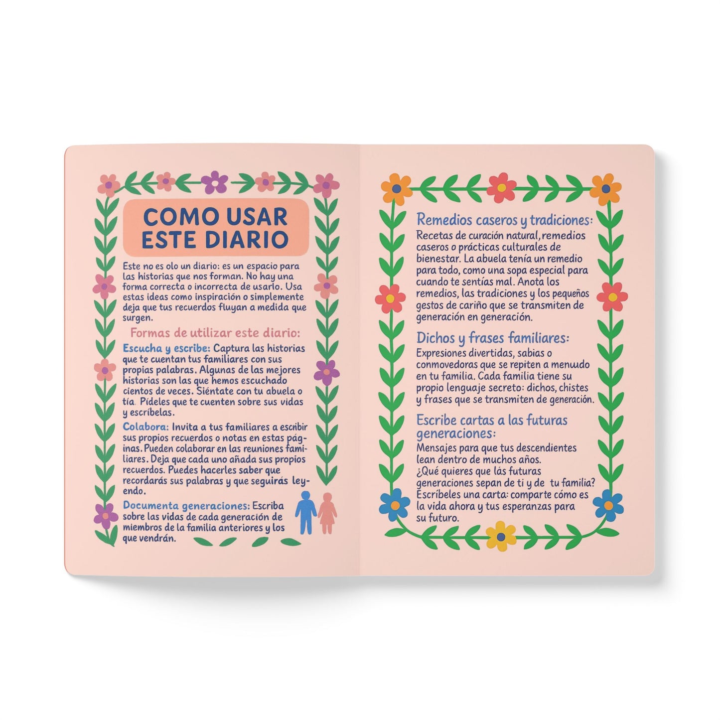 Diario de "Recuerdos Familiares": Historias, Recetas, Cartas y Fotos - Tapa Blanda con Líneas (Español)