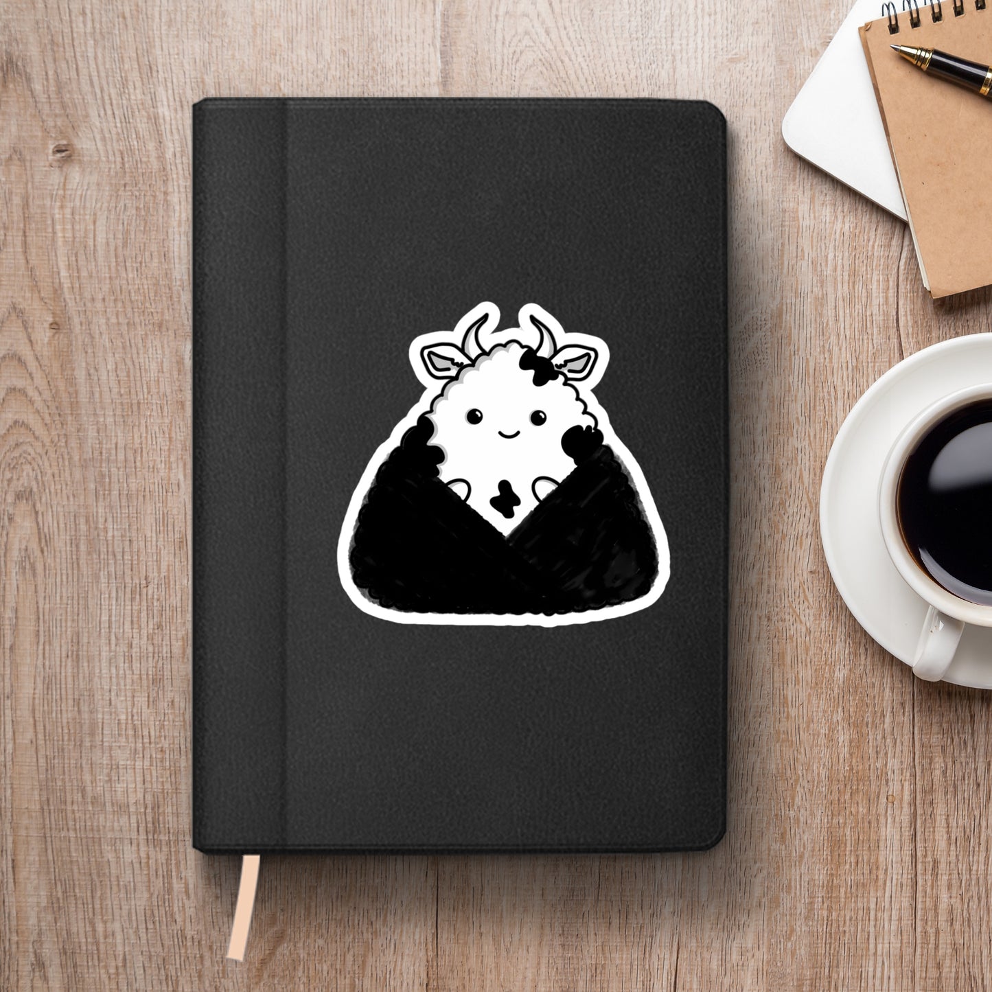 Kawaii Cow Onigiri Kiss-Cut Sticker