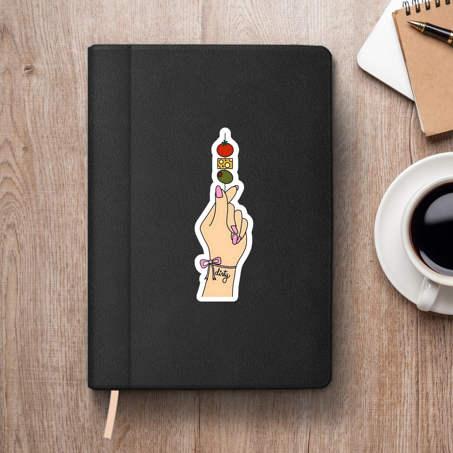 Trendy Martini Kiss-Cut Sticker - Dirty Martini Hand Tattoo