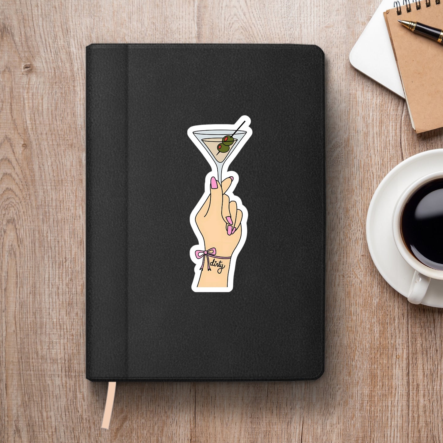 Trendy Martini Kiss-Cut Sticker - Dirty Martini Hand Tattoo