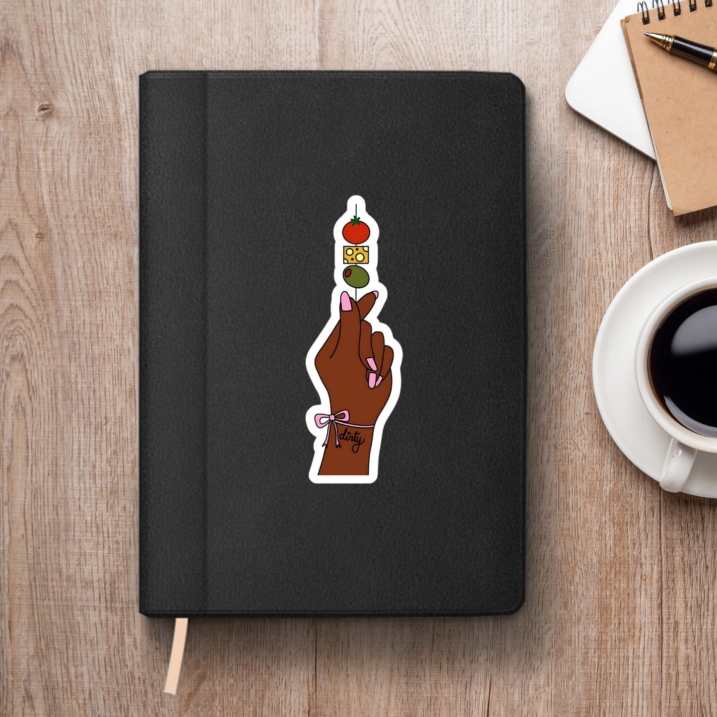 Trendy Martini Kiss-Cut Sticker - Dirty Martini Hand Tattoo