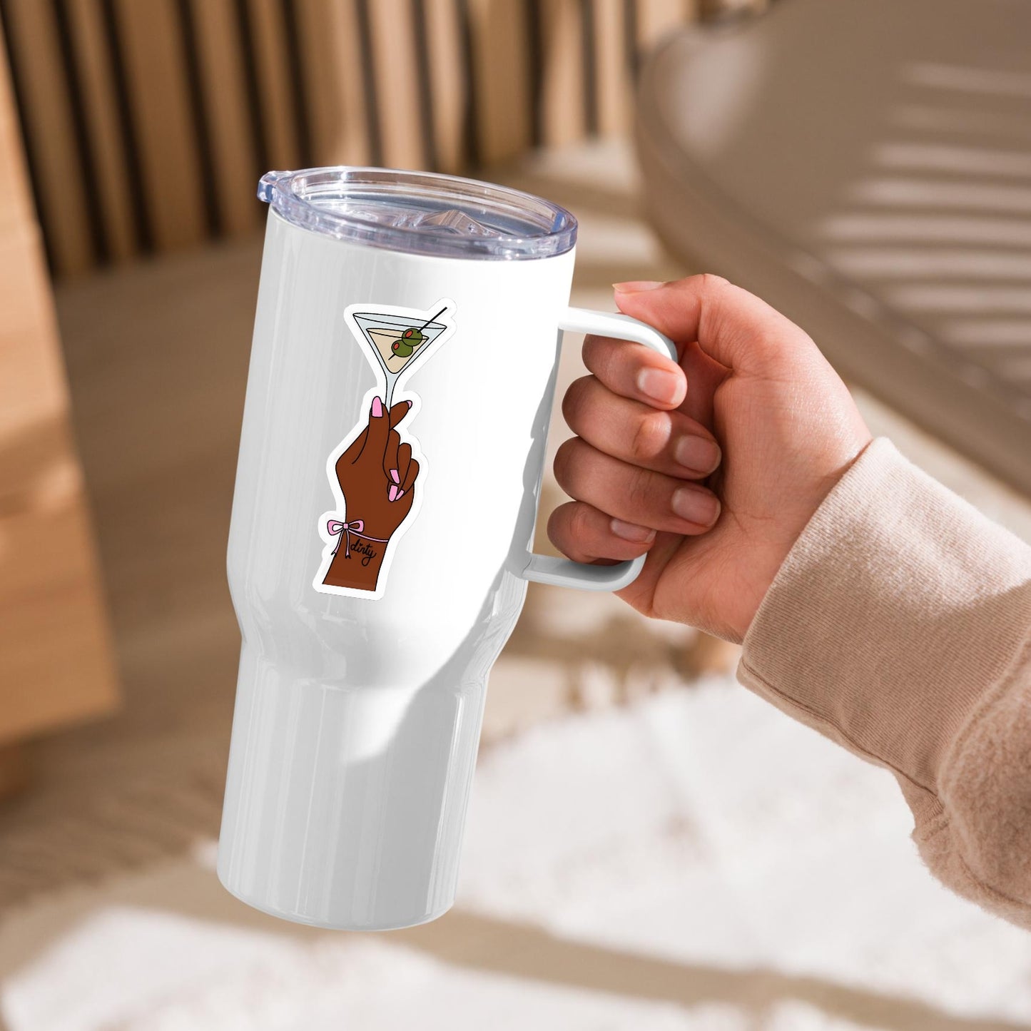 Trendy Martini Kiss-Cut Sticker - Dirty Martini Hand Tattoo