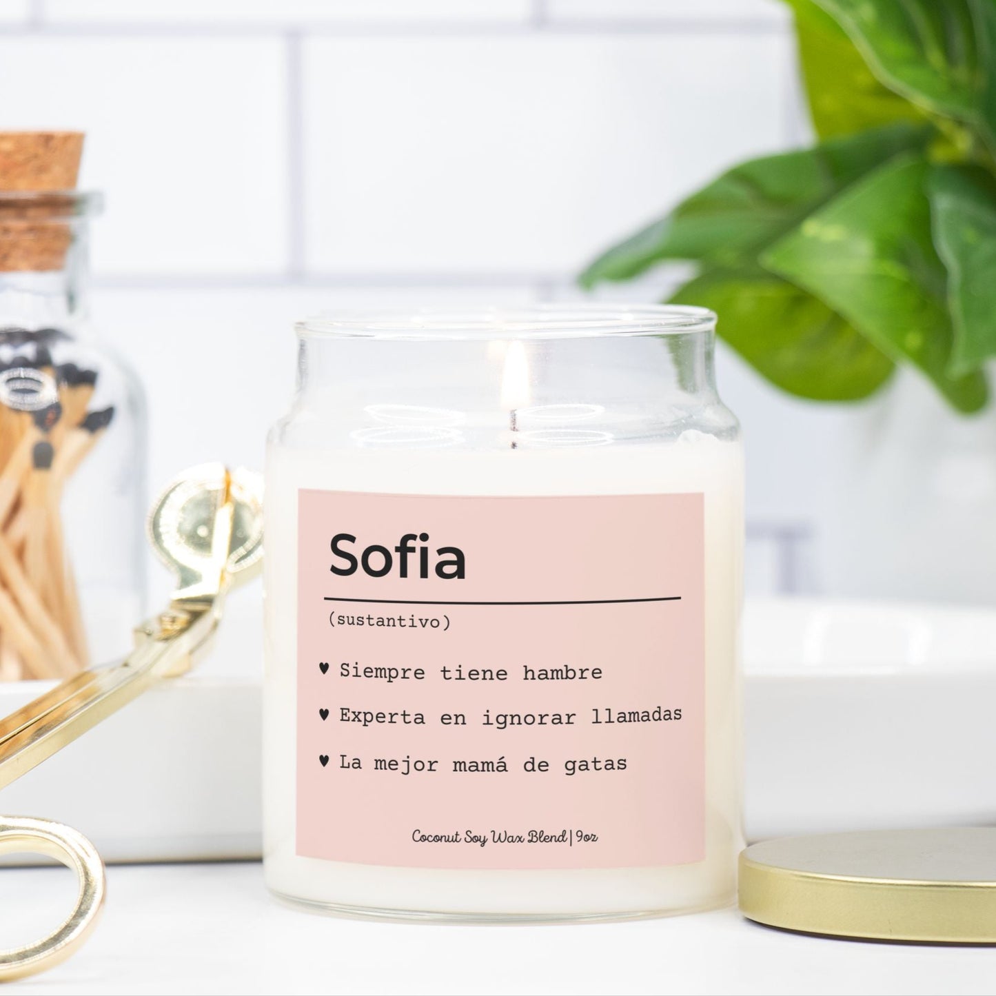 Regalo de Vela Personalizado – Soy Blend 9oz Apothecary Jar Candle – Vela en Español para Mamá