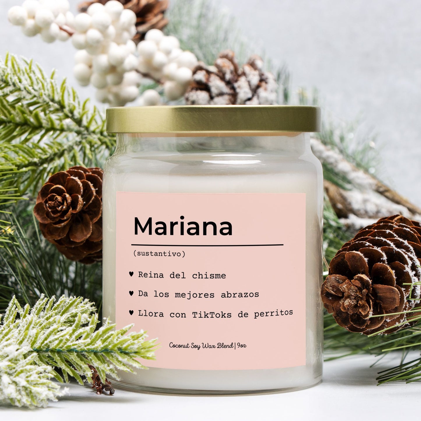 Regalo de Vela Personalizado – Soy Blend 9oz Apothecary Jar Candle – Vela en Español para Mamá