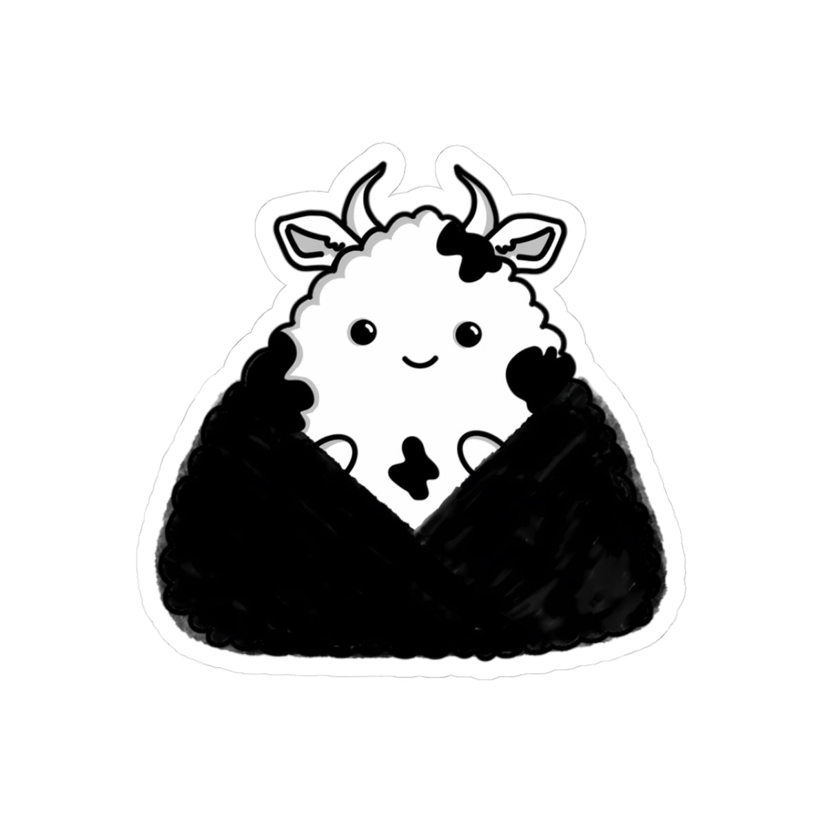 Kawaii Cow Onigiri Kiss-Cut Sticker