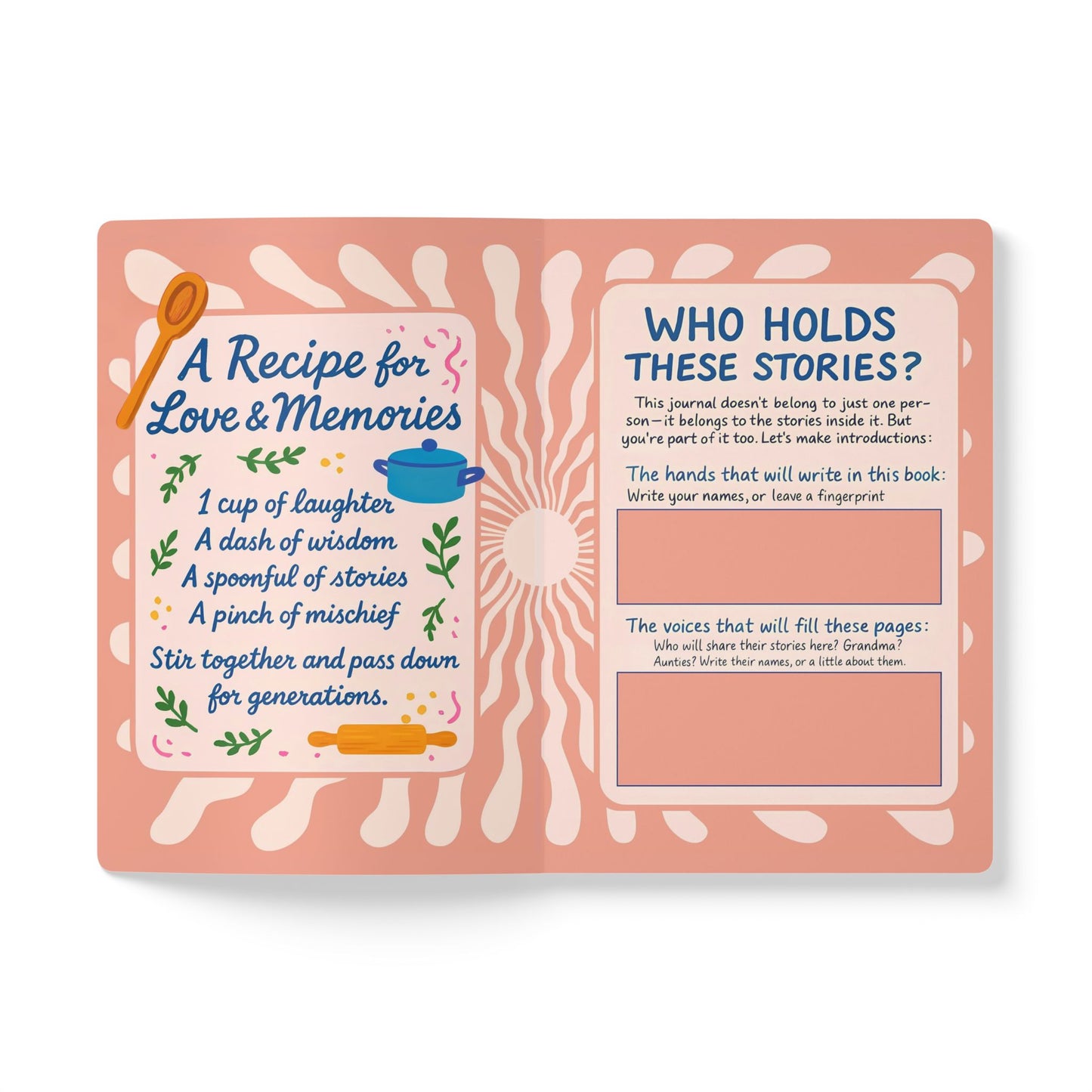 Family Memories Softcover Lined Journal - Stories, Recipes, Letters & Photos (English)