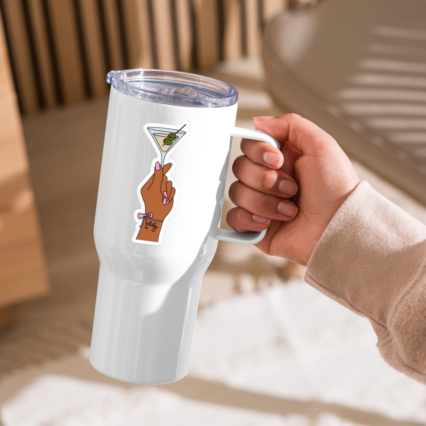Trendy Martini Kiss-Cut Sticker - Dirty Martini Hand Tattoo