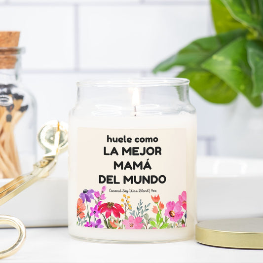 Regalo Personalizado "Mejor del Mundo" – Personalized Candle Gift – 9oz Apothecary Jar