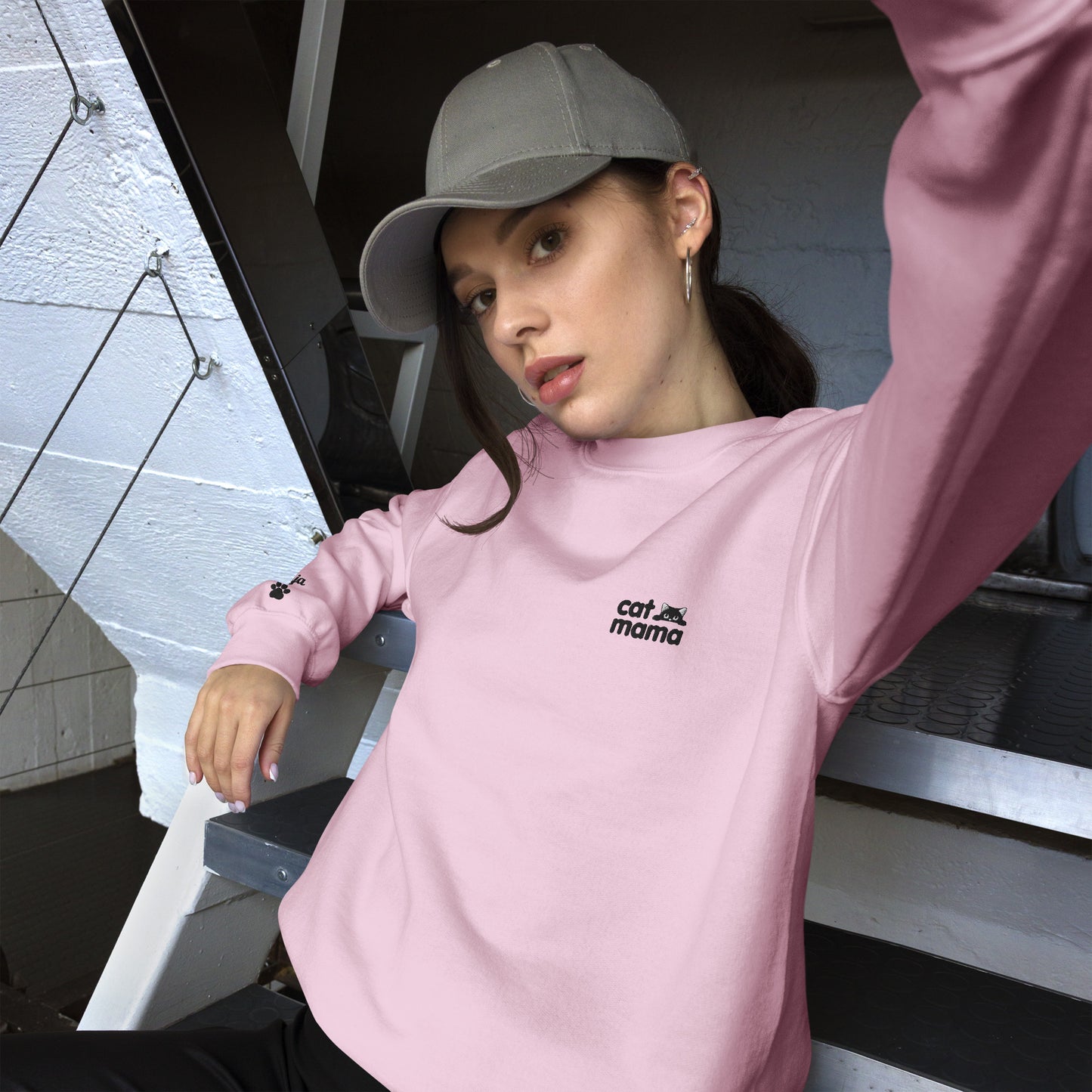 Custom "Cat Mama" Embroidered Sweatshirt