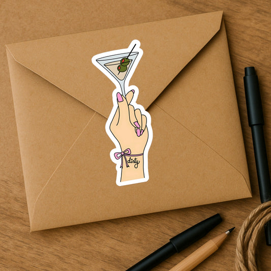 Trendy Martini Kiss-Cut Sticker - Dirty Martini Hand Tattoo