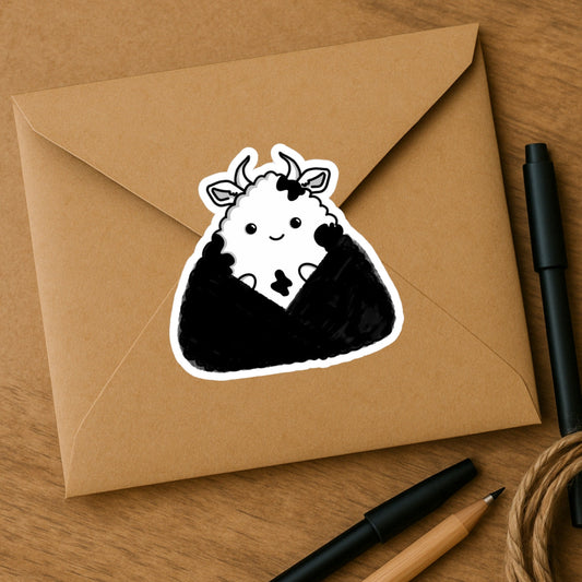 Kawaii Cow Onigiri Kiss-Cut Sticker
