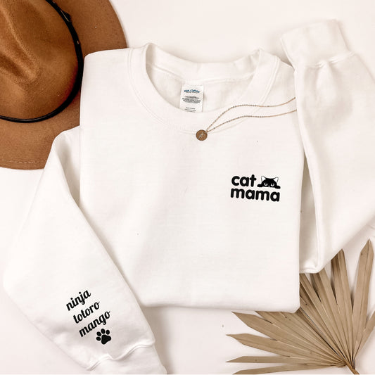Custom "Cat Mama" Embroidered Sweatshirt