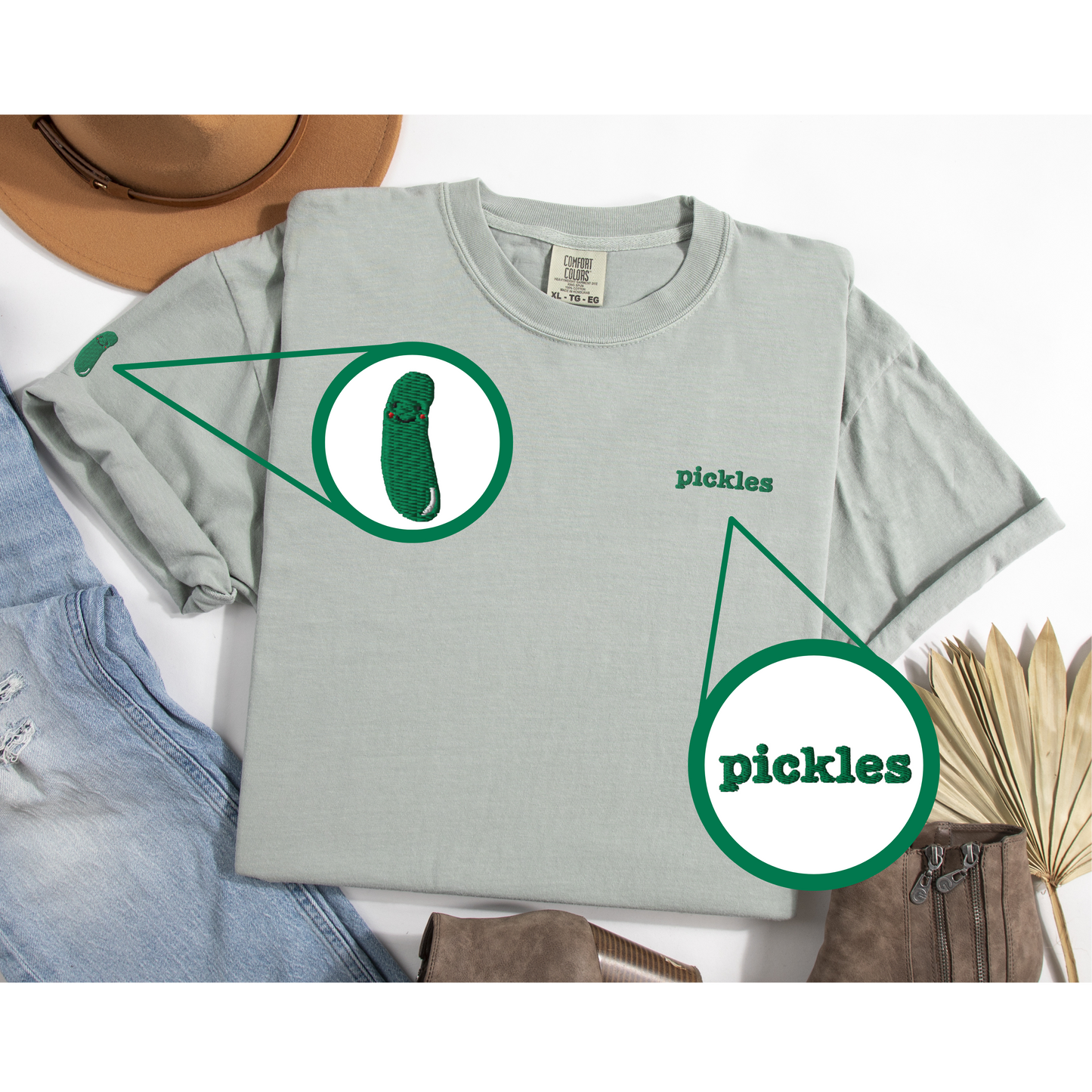 Embroidered Pickles Comfort Colors® T-shirt